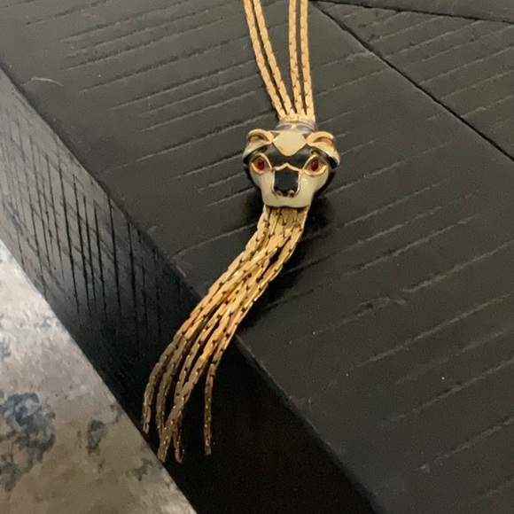 Gucci Gold Multi-Strand Panther Head Bracelet with Black, White and Red Accents - Picture 2 of 4